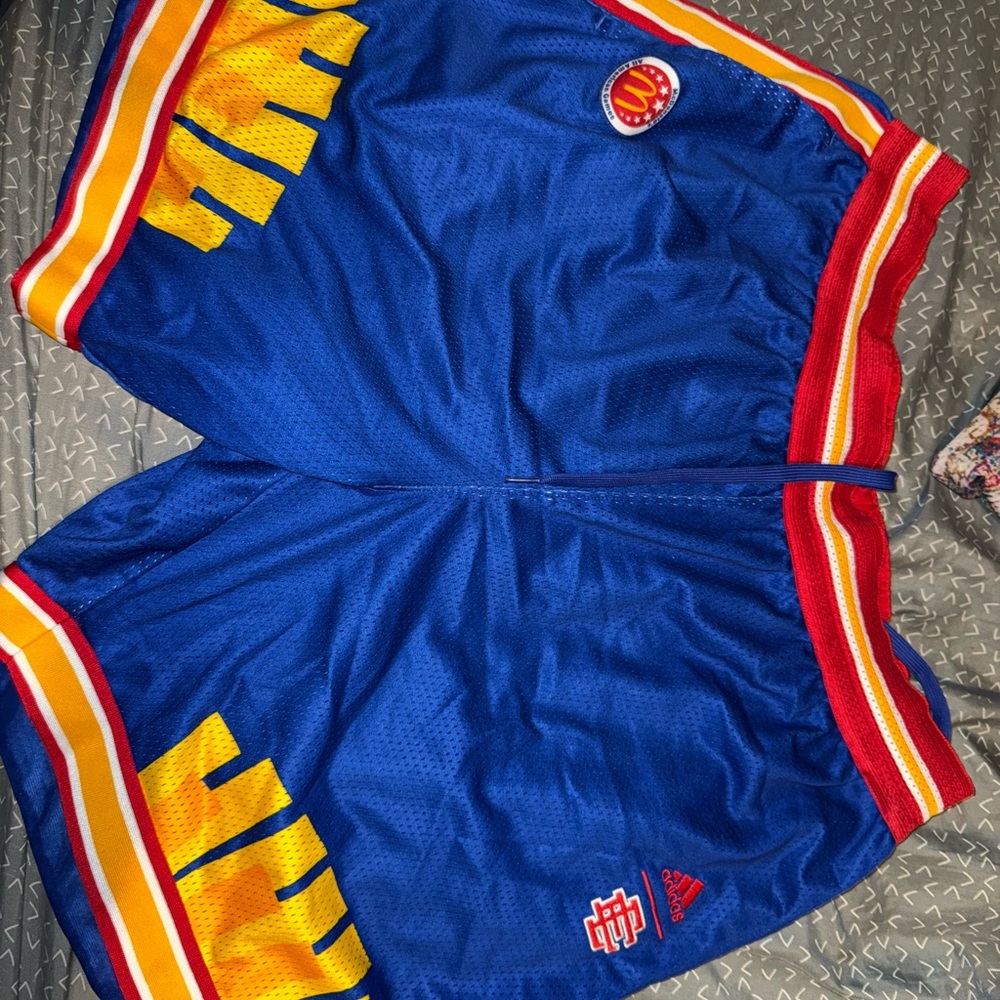 Adidas x Eric Emanuel collab Red and Blue Athletic Shorts